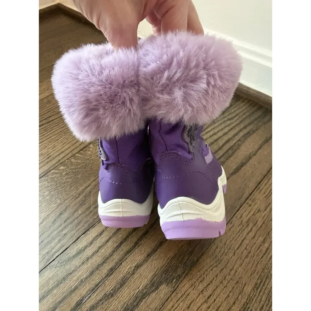 DREAM PAIRS Girls Toddler Snow Boots Slip Resistant Faux Fur Purple Sz 5 NEW